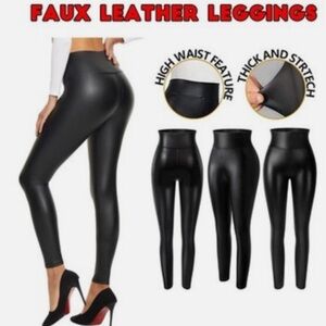 Leggings Faux Leather High Waist SZ- 8-10 Medium NWT